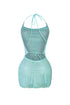 All Nighter Rhinestone Fishnet Halter Dress